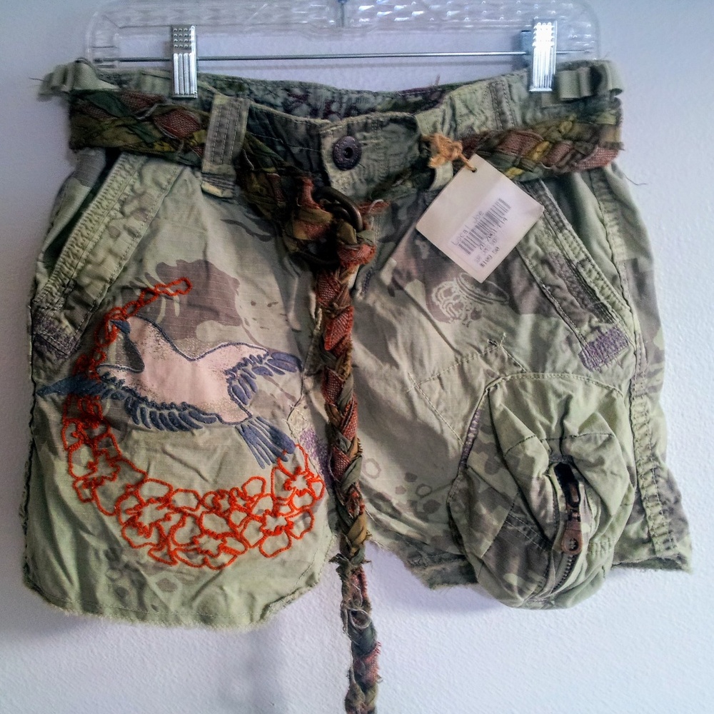 Z Brand Camo Embroidered Surf Cargo Skirt Med Nwt